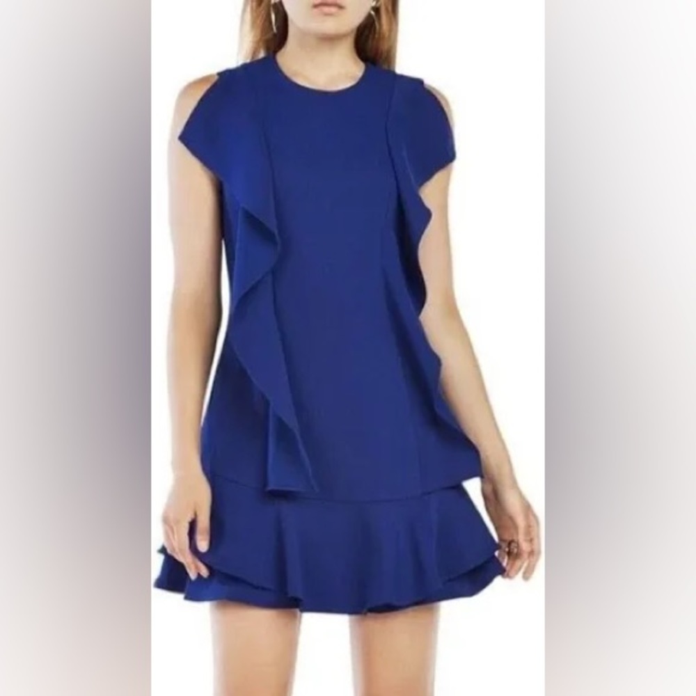 BCBG Maxazria Ruffle Cocktail Party Mini Dress Sleeveless Women